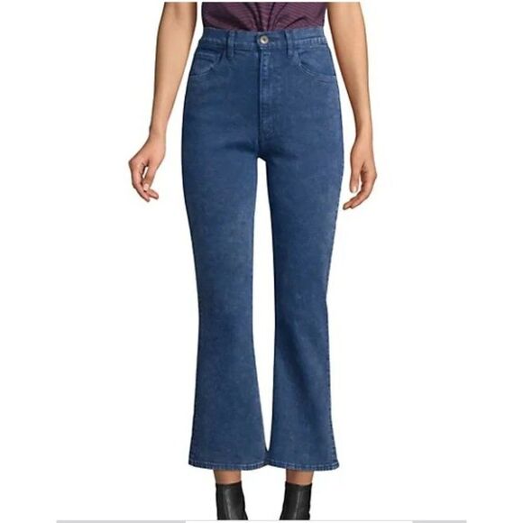 $245 High Waist Denim NWT Cropped Flare Slim Fit - Picture 2 of 8